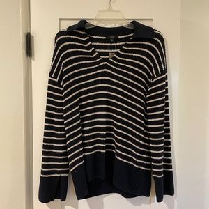 Jcrew Relaxed collared sweater in stripe